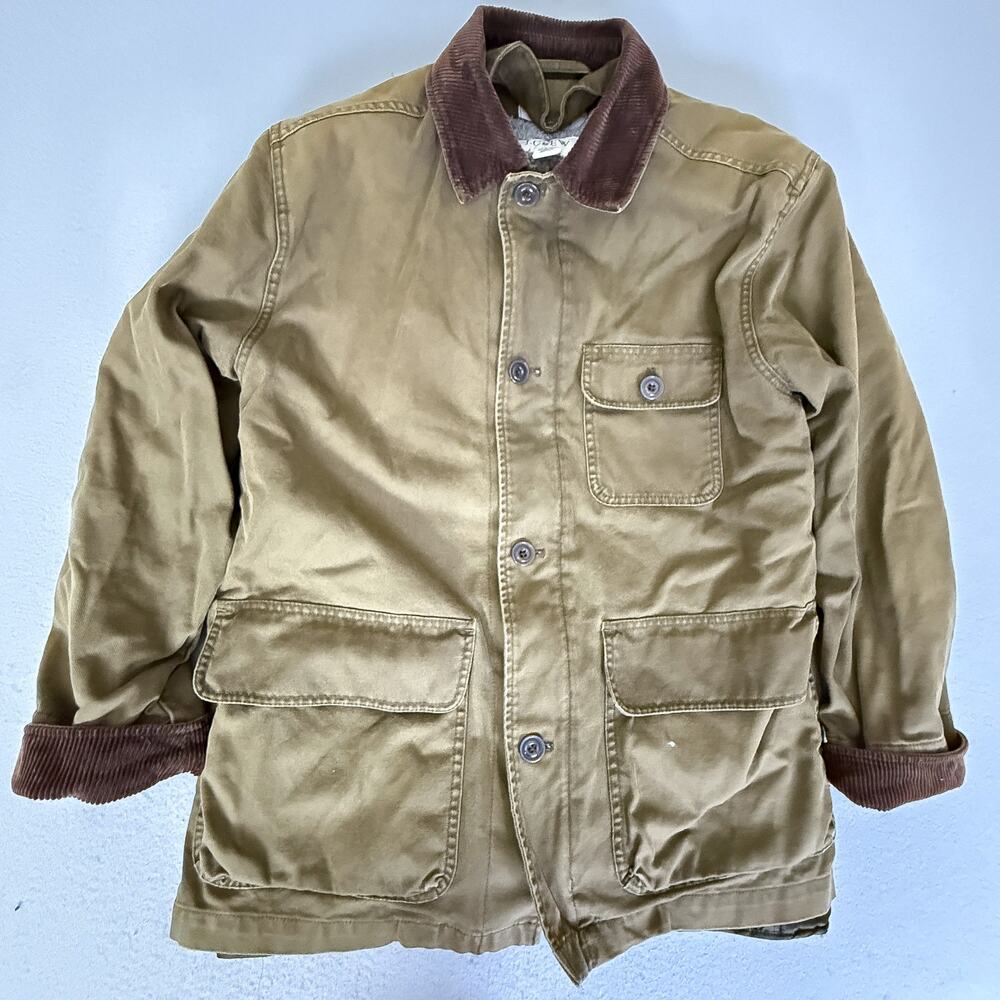 J.Crew Barn Coat Jacket Tan Corduroy Collar Sherpa Lined Thinsulate Size S